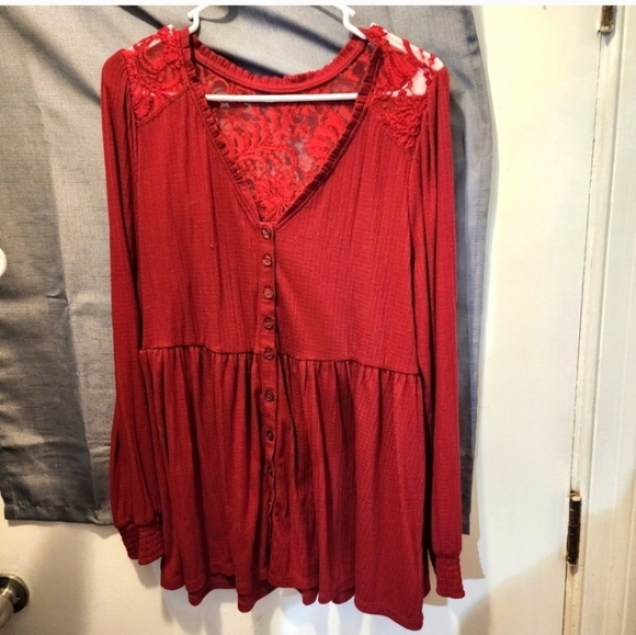 🍂🍁Torrid 2x Babydoll Knit V-Neck Button-Front Top - Picture 4 of 7